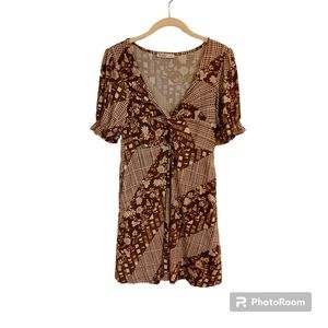 Aster Women's Brown Floral Dress Size L